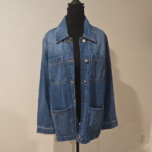 Michael Kors Blue Denim Jacket with Gold Logo